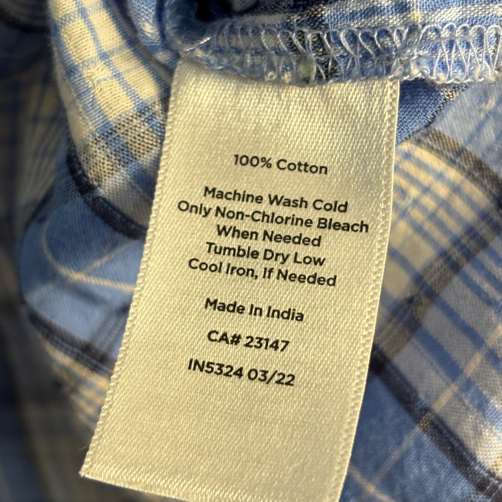 Talbots Plaid Popover Blouse Women's Small Blue 100% Cotton Ruffle Collar Top - Picture 9 of 9